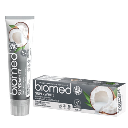 BIOMED Biomed Super White Fluorid freie Coconut Oil Toothpaste, 99 Prozent Natural Ingredients, 100g