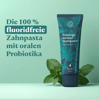 Gutology Zahnpasta, natürlich, probiotisch, Hydroxyapatit, orale Probiotika, Aufhellung, Remineralisierung, bei empfindlichen Zähnen