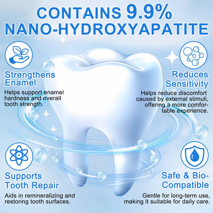 2PCS 9.9% Hydroxylapatit Zahnpasta zur Reparatur Zahnschmelzes und Stärkung Zähne, Nano Hydroxylapatit Remineralisierung Zahnpasta, Fluoridfreie, aufhellende Zahncreme für empfindliche Zähne, Minze