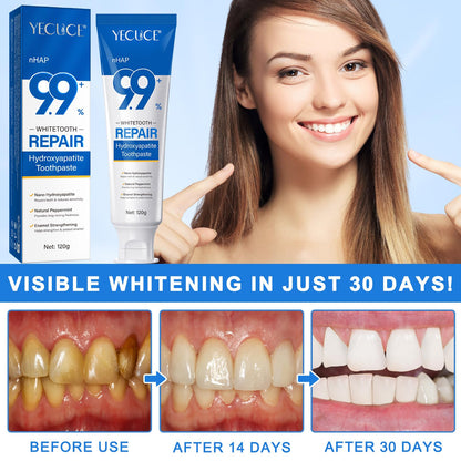 2PCS 9.9% Hydroxylapatit Zahnpasta zur Reparatur Zahnschmelzes und Stärkung Zähne, Nano Hydroxylapatit Remineralisierung Zahnpasta, Fluoridfreie, aufhellende Zahncreme für empfindliche Zähne, Minze