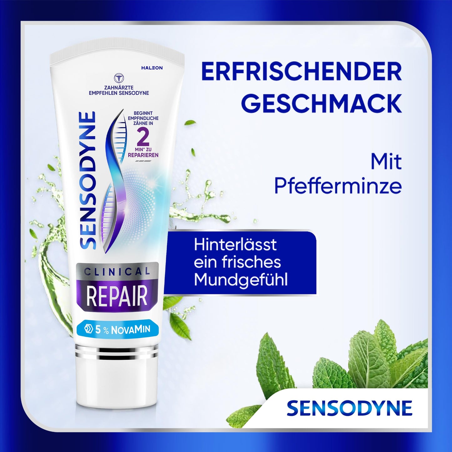 Zahnpasta - Sensodyne Clinical Repair, Zahncreme für empfindliche Zähne mit 5 % NovaMin, für langanhaltende Linderung, 3x75ml