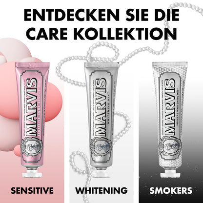 Marvis Whitening Mint Zahnpasta, 85 ml, Whitening Zahnpasta fördert eine natürliche Zahnaufhellung, Zahncreme entfernt Plaque & verleiht langanhaltende Frische